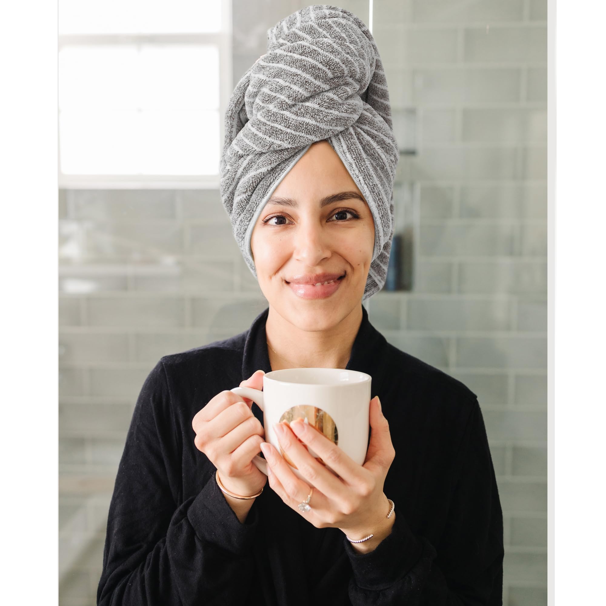 ROLSHOL 2 Packs Large Microfiber Hair Towels for Women, Hair Towel Wrap for Curly Hair Long & Short Hair- Anti-Frizz Hair Turban